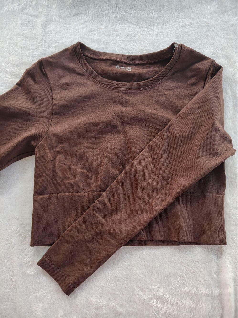 aerie offline Brown Long-Sleeve Seamless Crop Top
